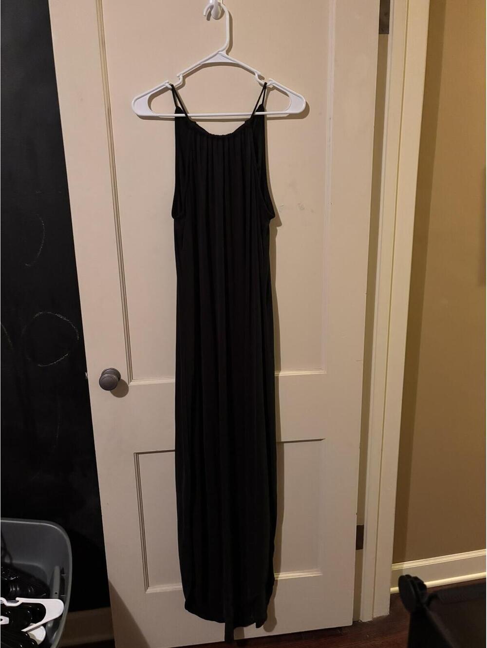 Black Sleeveless Maxi Dress with Spaghetti Straps